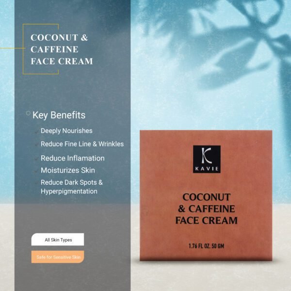 Coconut & Caffeine Face Cream: Nourish and Rejuvenate with Coconut Oil, Caffeine, Vitamin C, Oatmeal Extract, Manjistha Extract, and Lodhra Extract - Image 3