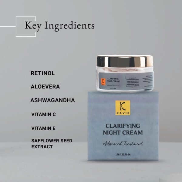 Clarifying Night Cream - with Retinol, Ashwagandha Advanced Skin Treatment for Men & Women - Image 3