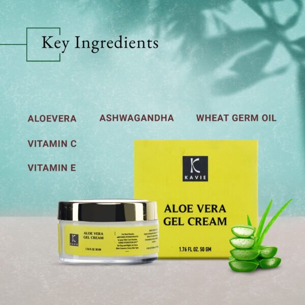 Aloe Vera Gel Face Cream-Soothe and Nourish with Aloe Vera, Vitamin C, Vitamin E, Wheat Germ Oil, and Ashwagandha - Image 3